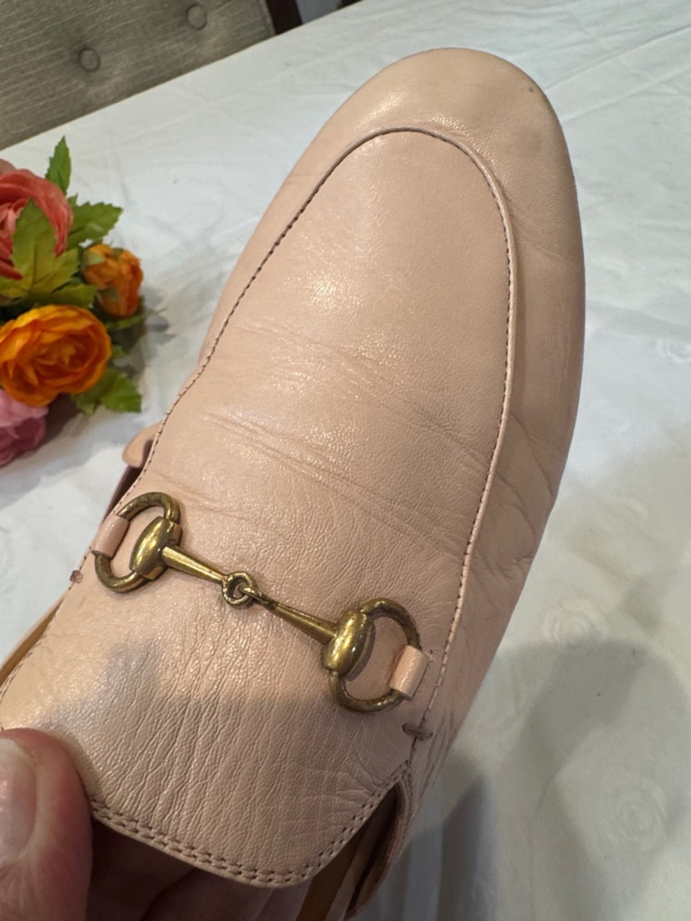 Gucci Blush Pink Leather Horsebit Backless Mules - Picture 5 of 13